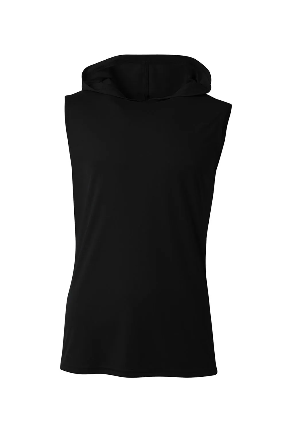 A4 Mens Performance Moisture Wicking Hooded Tank Top Hoodie - Black