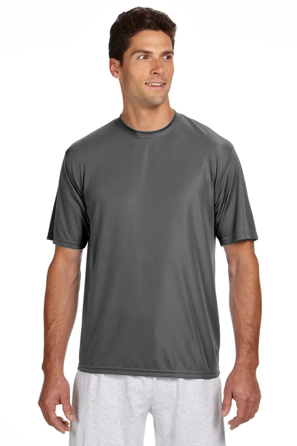 A4 Mens Performance Moisture Wicking Short Sleeve Crewneck T-Shirt - Graphite Grey