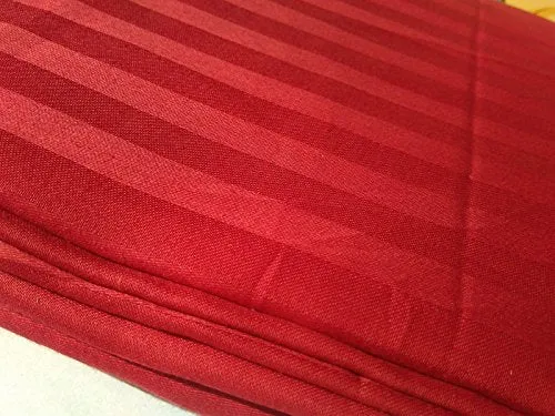 BhaiJi BedSheet King Size 300 TC Pure Cotton Satin Stripes- 108x108 Inch Upto 10 Inch Thick Mattresses On King Size Bed (Red)