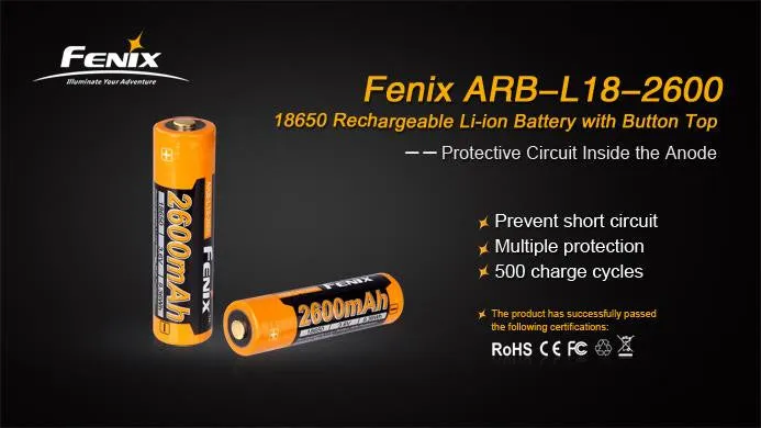 Fenix ARB-L18-2600 Li-ion  Rechargeable 2600mAh 3.6v 18650 Protected Battery