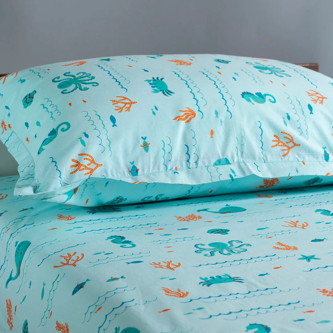 Gudgoodie Flat Crib Bedsheet 100% Cotton Percale - Undersea Oasis