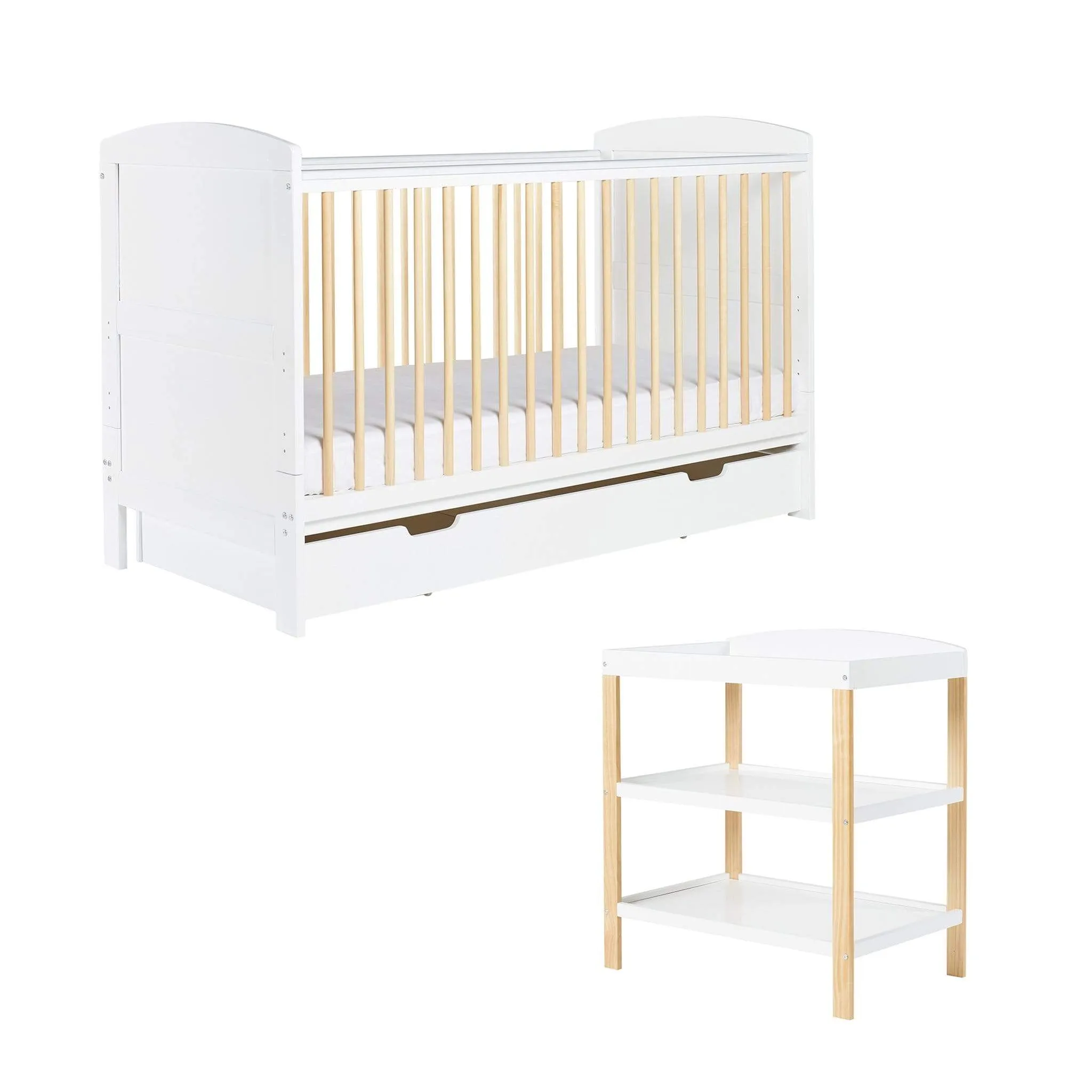 Ickle Bubba Coleby Scandi Classic 2 Piece Furniture Set and Under Drawer White