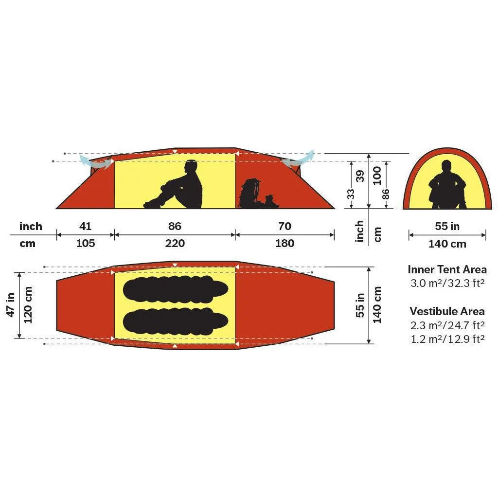 Kaitum 2 Gt 2 Person Tent - Red Label