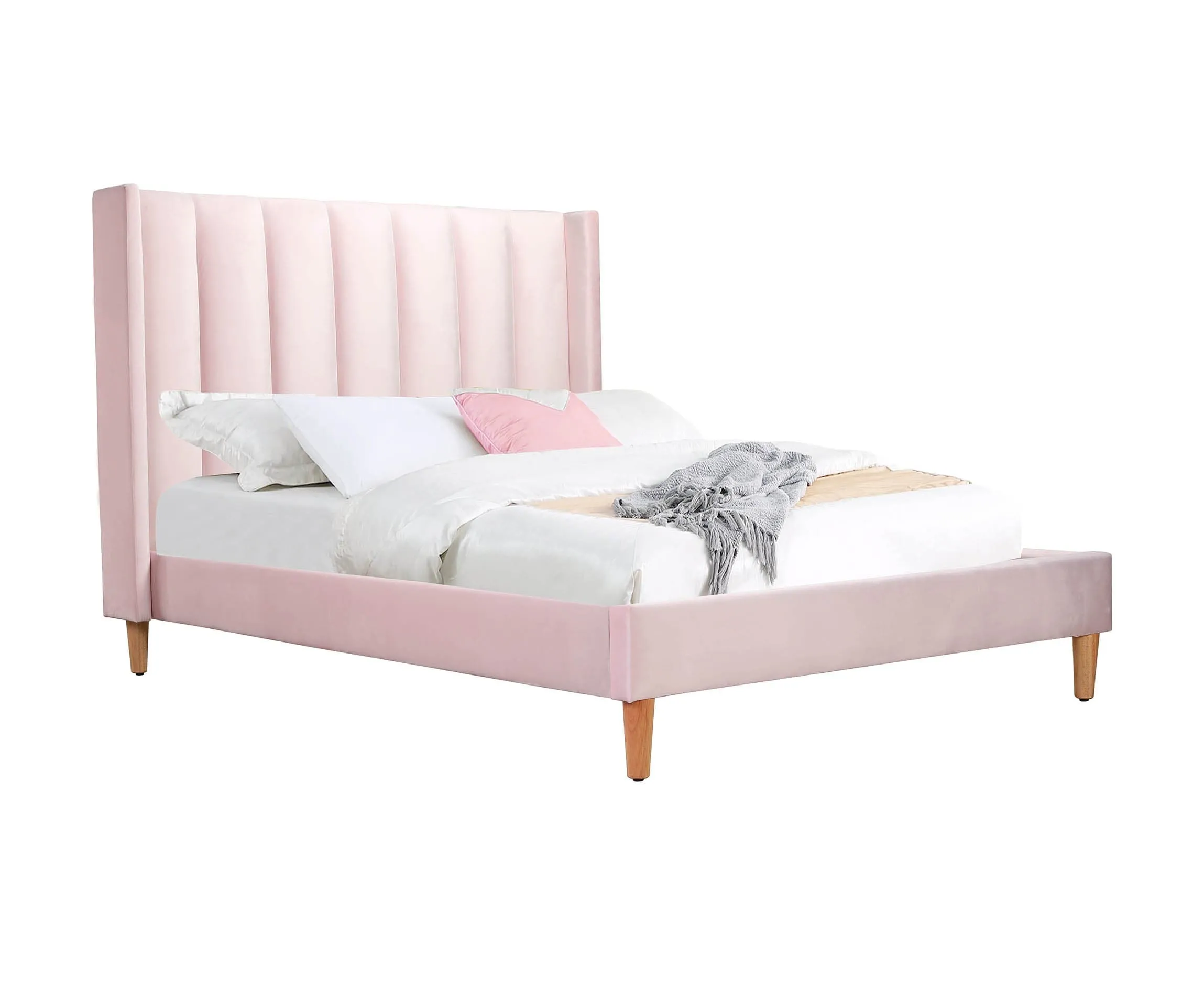 LIBERTY Upholstered Bed Pale Pink Velvet