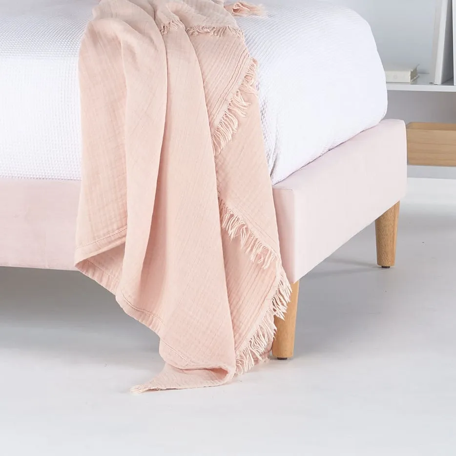 LIBERTY Upholstered Bed Pale Pink Velvet