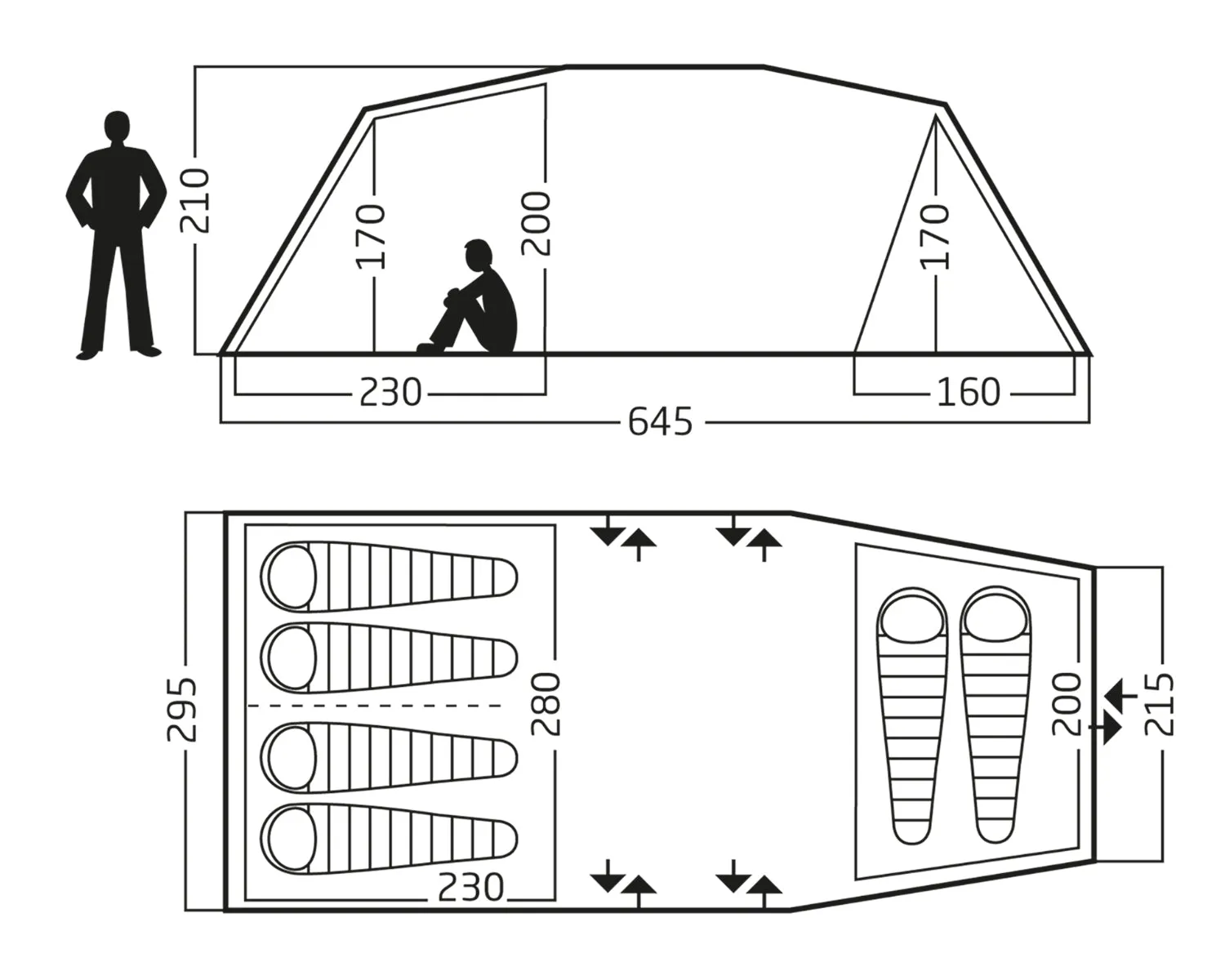 Reisa 6 PU tent - 6 person - Cashew/Brown