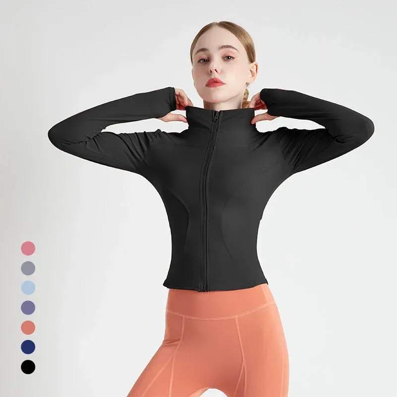 S-3XL Long Sleeve Sports Jacket Women Zip Fitness Yoga Shirt Gym Top Activewear Running Coats Workout Clothes for Cycling Sexy