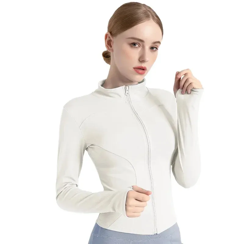 S-3XL Long Sleeve Sports Jacket Women Zip Fitness Yoga Shirt Gym Top Activewear Running Coats Workout Clothes for Cycling Sexy