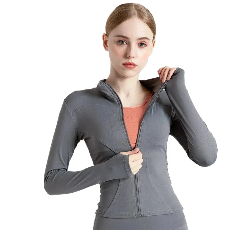 S-3XL Long Sleeve Sports Jacket Women Zip Fitness Yoga Shirt Gym Top Activewear Running Coats Workout Clothes for Cycling Sexy