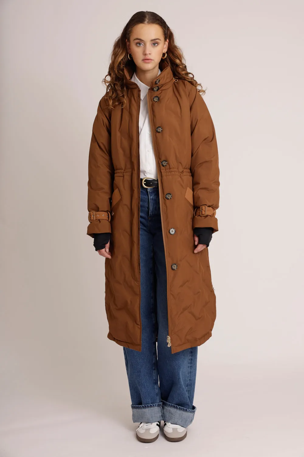 Waterproof Puffer Poncho - Brown