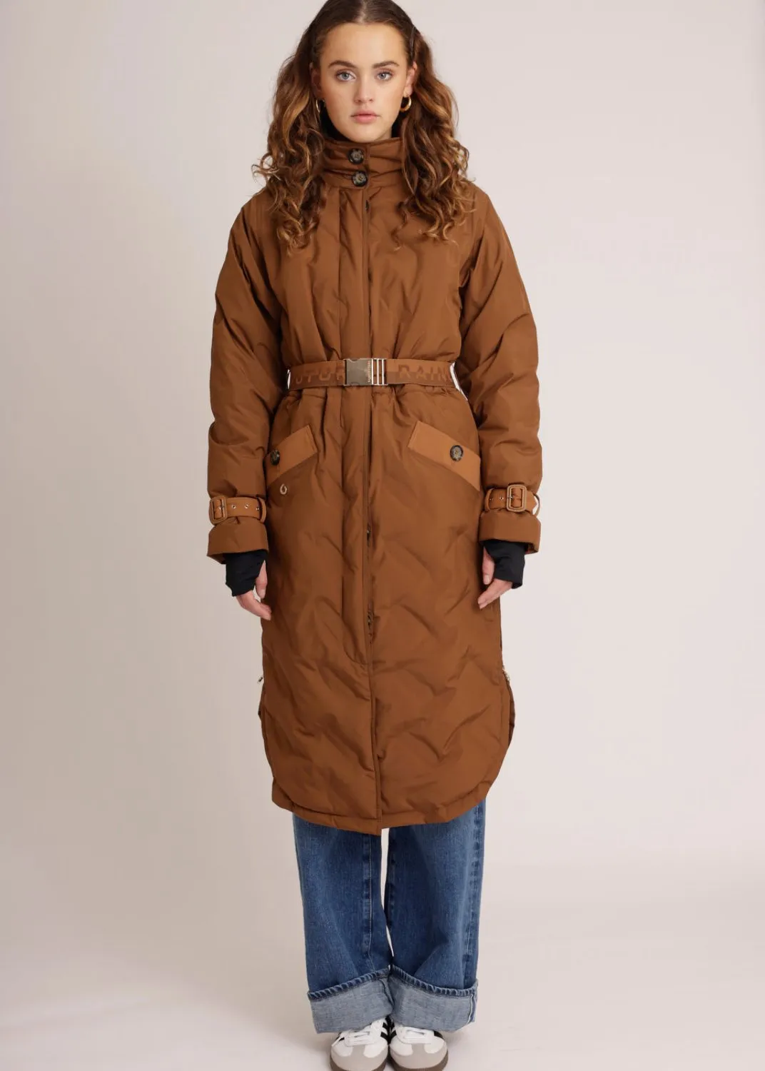 Waterproof Puffer Poncho - Brown