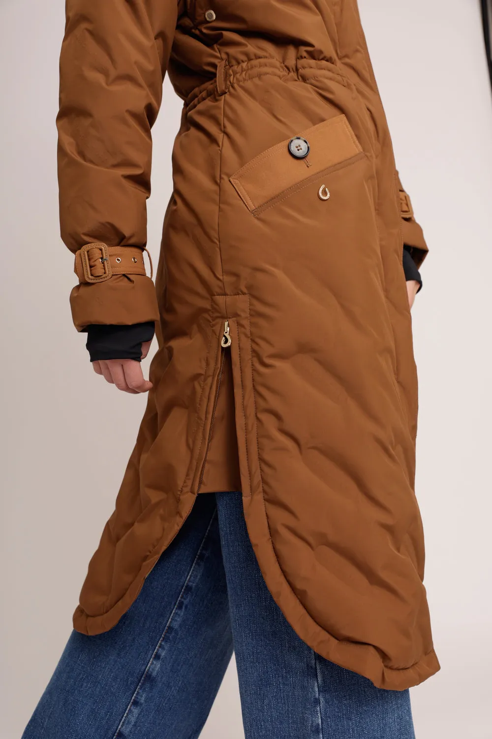 Waterproof Puffer Poncho - Brown